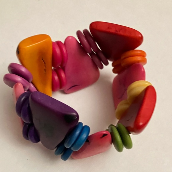Vintage 80s Colorful Chunky Beaded Bracelet - Picture 4 of 4